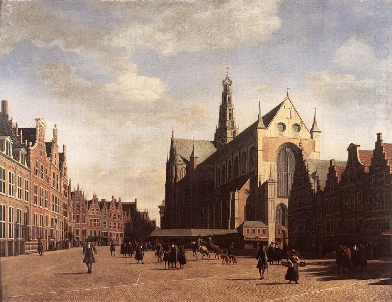 BERCKHEYDE, Gerrit Adriaensz. The Market Square at Haarlem with the St Bavo china oil painting image